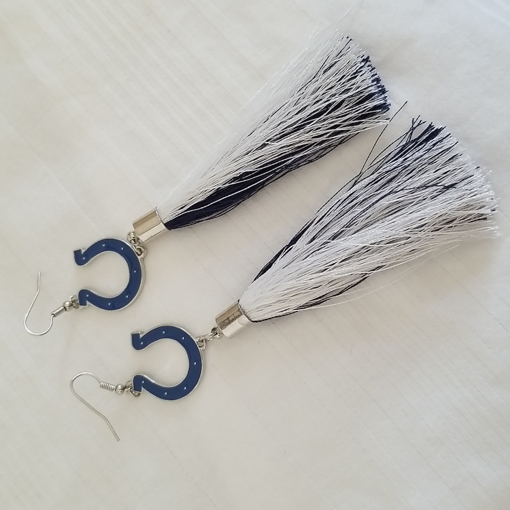 Indianapolis Colts Horseshoe Tassel Earrings
